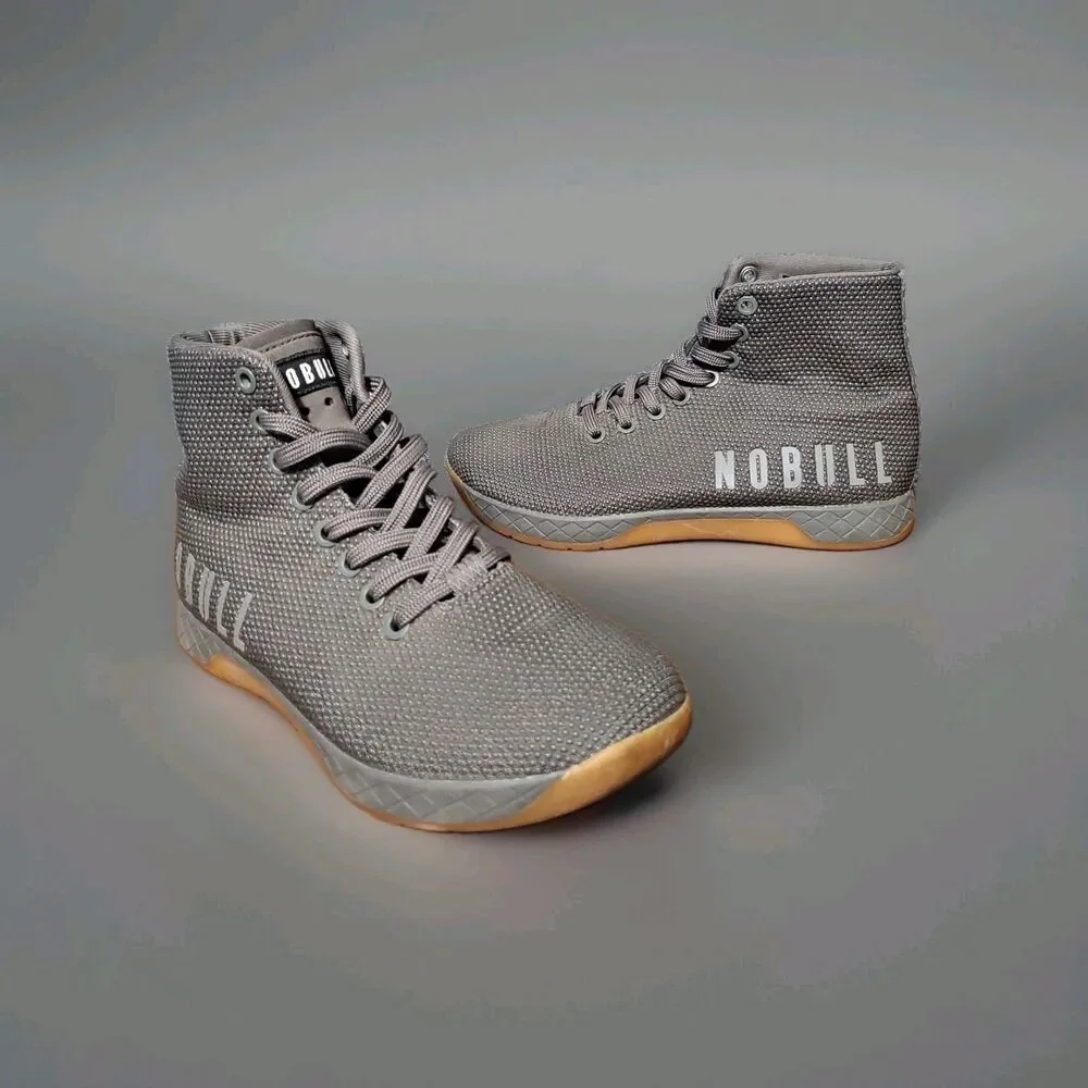 NOBULL Outwork High Top Gray CrossFit Training Shoes Womens 6 Mens 4.5 Gym Pump